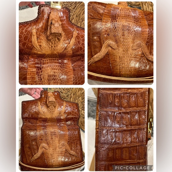 ✨VTG✨ 1950's Tourist Trade Alligator Purse Handbag w Taxidermy Baby Alligator - Picture 7 of 16